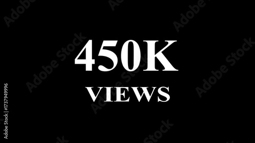 Beautiful Glowing 450K Views Icon Animation Neon Light Style Shiny Social Media Counter Graphic Motion Design Template for Video Background and Digital Promotion