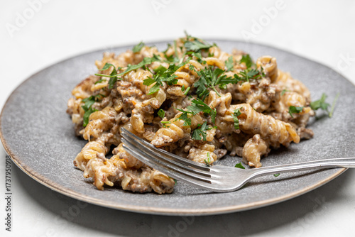 Minced Beef and Pasta Dish with Fresh Vegetables – Hearty Dinner Food