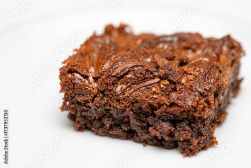 Delicious Fudgy Brownies on White Plate – Sweet Chocolate Dessert