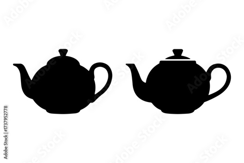  silhouette of two teapots with elegant design