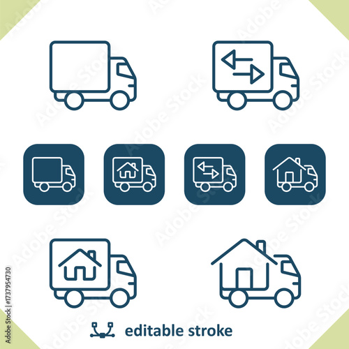 Truck Icons. Delivery Truck, Moving Truck, Van Icon