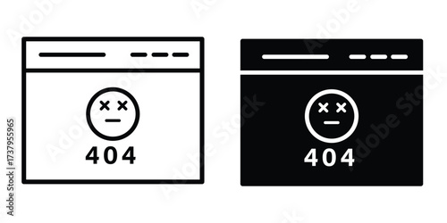 Error 404 Icon: A symbolic representation of a website error with clean lines and minimalist design, ideal for digital interfaces, website design, and technology-related content.
