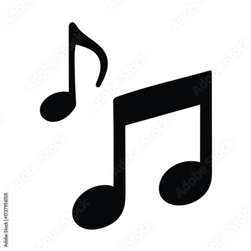 Musical Harmony: A pair of elegant, black musical notes float in harmonious dance, embodying the essence of melody and rhythm.