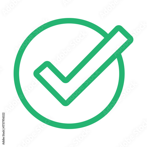 Checkmark Icon: A crisp, clean, and visually pleasing green checkmark emblem encased in a perfect circle. Capturing an easy way to showcase confirmation, validation, and acceptance.