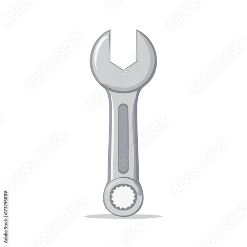 Silver Wrench Vector Illustration Mechanic Tool Maintenance Repair Equipment Fixing Appliance Simple Spanner Solution