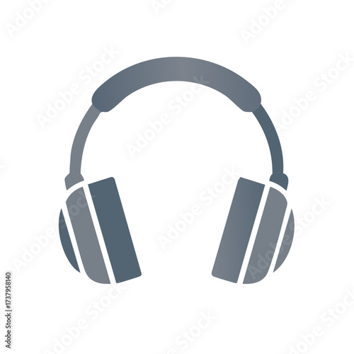Isolated headphones illustration, stylish audio equipment design, music listening, gradient coloring