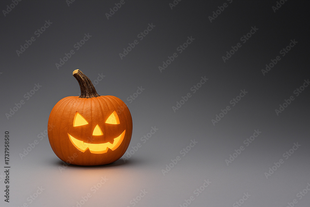 Obraz premium ハロウィン ジャック・オー・ランタン カボチャ 暗闇 恐怖 不気味な 怖い 笑顔 炎 オレンジ 光 闇 夜 祭り 幽霊 仮装 イベント 秋 彫刻 怖い