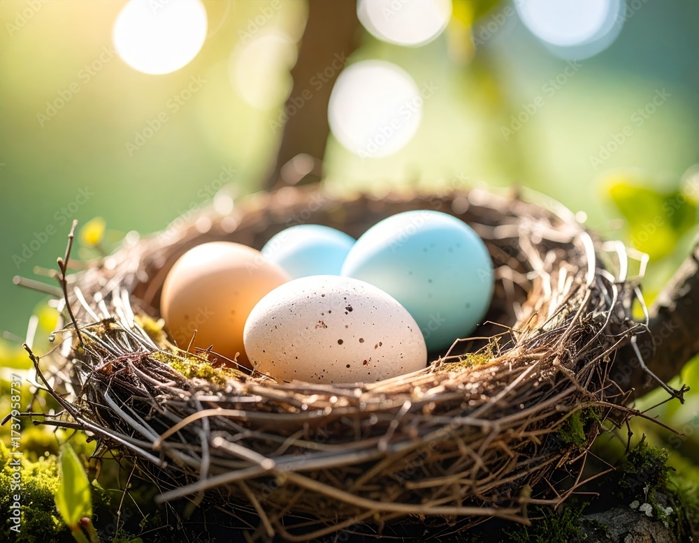 Obraz premium Easter eggs in bird nest