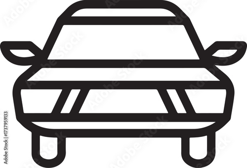 White car vector icon with transportation and travel elements