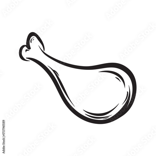 Simple outline sketch of a roasted meat drumstick.