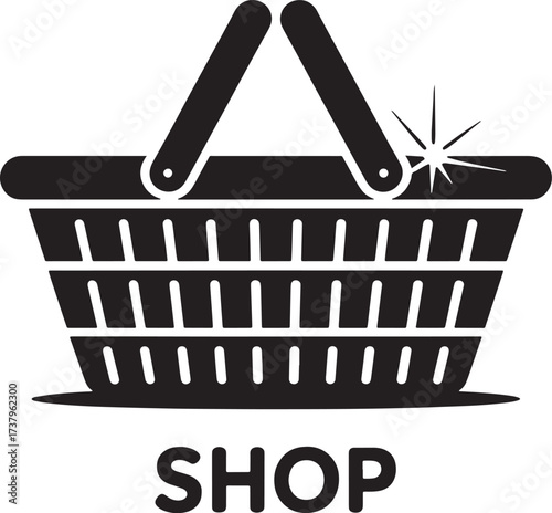 Shopping Basket Icon Symbol Grocery Store Purchase Market Basket Vector Sale Retail Shop