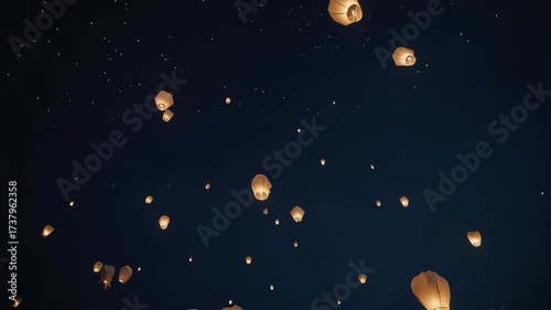 Sky Lantern Being Released at the Pingxi Festival