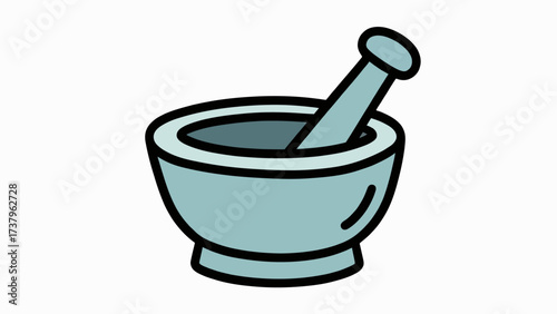 A simple and charming doodle-style illustration of a mortar and pestle, a classic and timeless icon for grinding, cooking, and the art of traditional alchemy.
