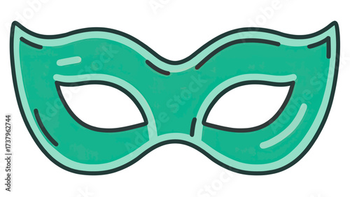 A simple and bold doodle-style illustration of a green superhero mask, a classic and timeless icon symbolizing identity, mystery, and heroic adventures.
