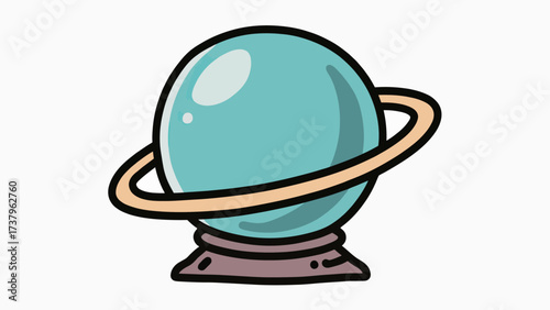 A simple and charming doodle-style illustration of a ringed planet, a classic and timeless icon for astronomy, space, science, and exploring the cosmos.
