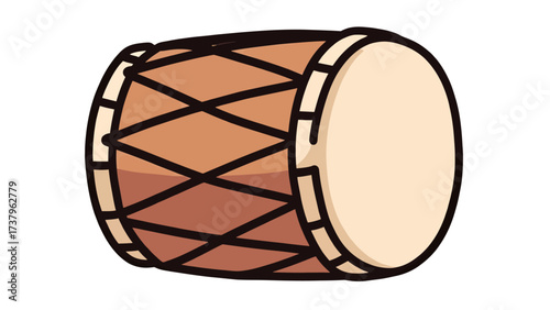 A simple and charming doodle-style illustration of a traditional dholak or dhol drum, a classic icon for South Asian music, cultural festivals, and vibrant celebrations.
