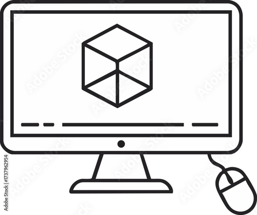 3D Design Software Icon Vector