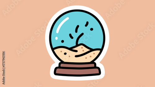 A simple and charming doodle-style illustration of a crystal ball, a classic and mystical icon for magic, fortune-telling, and seeing into the future.

