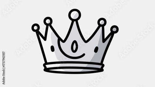 A simple and bold doodle-style icon of a silver royal crown, a powerful and minimalist symbol of leadership, victory, and sovereign authority in a modern design.
