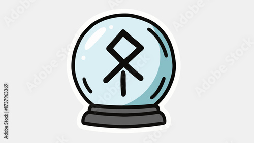 A simple and mystical illustration of a crystal ball with an ancient rune, a powerful and classic icon for magic, divination, fortune-telling, and future predictions.
