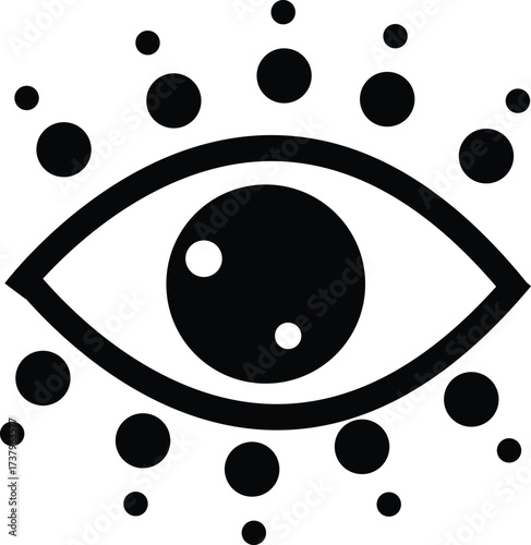 Mystical eye symbol with surrounding dots represents vision insight awareness and spirituality