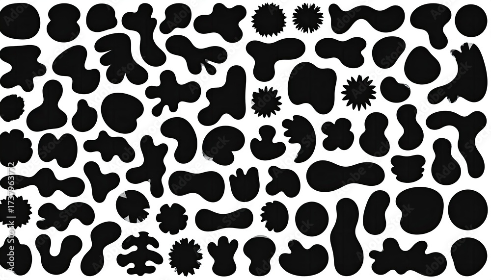 Fototapeta premium Black Blobs Collection on White Background for Graphic Design and Decoration Element