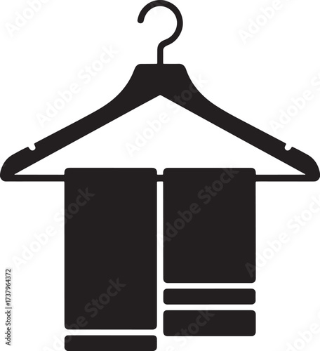 Hanger with Double Towels Vector Graphic for Fashion Wardrobe or Hotel Laundry