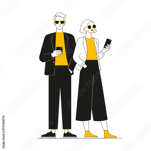 Girl and boy consultants. Business illustration