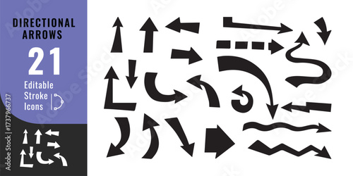 Directional Arrows Icon Set – Navigation, Pointer and Interface Vector Design
