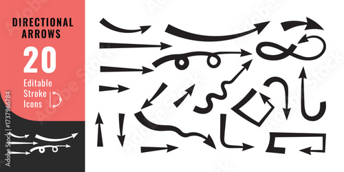 Directional Arrows Icon Set – Navigation, Pointer and Interface Vector Design
