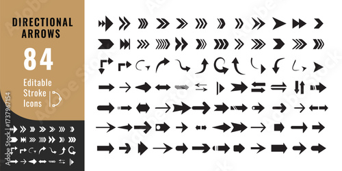 Directional Arrows Icon Set – Navigation, Pointer and Interface Vector Design
