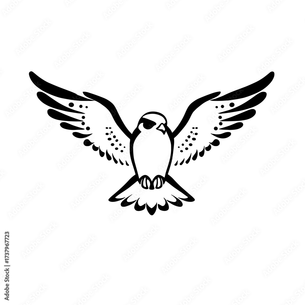 Fototapeta premium Falcon. Falcon simple black and white line art vector logo