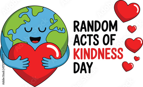 Planet Earth embraces a giant heart, celebrating a day of love and kindness.