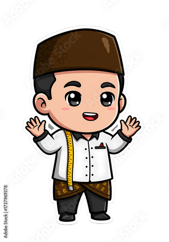 Cute Cartoon Indonesian Tailor Character Illustration png clear alpha channel cutout isolated on transparent background