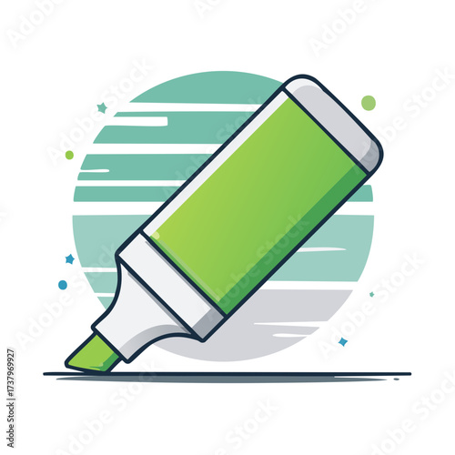 Green highlighter marker pen cartoon vector icon for school or office supplies