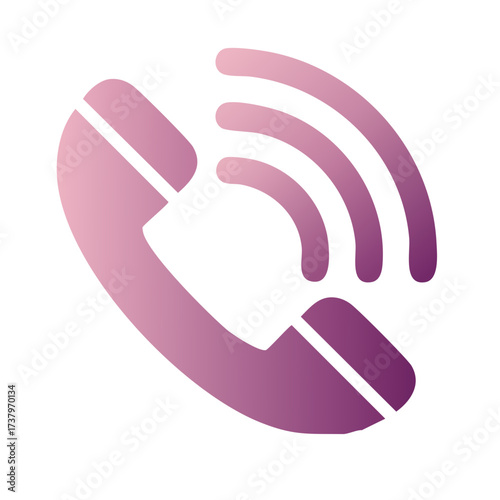 Abstract phone icon with signals, purple color gradient