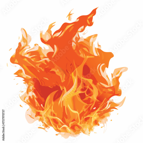 Abstract orange and yellow fire flames on white background vector illustration