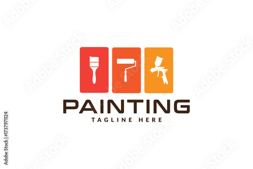 painting logo vector illustration. paint brush logo template