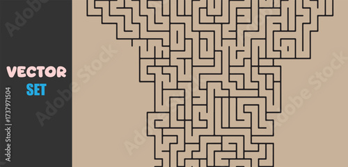 Abstract maze pattern with geometric lines and a vector set graphic