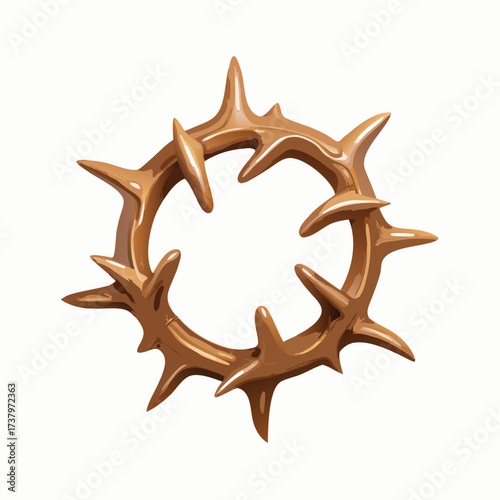 Golden crown of thorns with sharp points on white background vector illustration