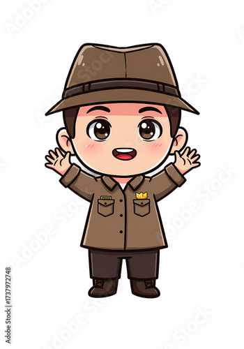 Cute Cartoon Park Ranger Illustration png clear alpha channel cutout isolated on transparent background