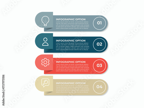 Business infographic design template with 4 options, steps or processes. Can be used for workflow layout, diagram, annual report, web design
