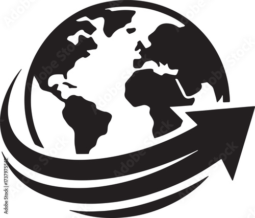 Earth Globe Arrow World Silhouette Global Business Worldwide Traveling Navigation
