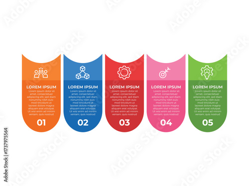 Timeline infographic design element and number options. Business concept with 5 steps. Can be used for workflow layout, diagram, annual report, web design. Vector business template for presentation.
