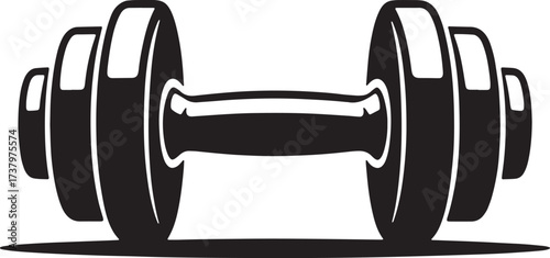 Dumbbell Weight Training Equipment Fitness Gym Exercise Strong Body Black Silhouette