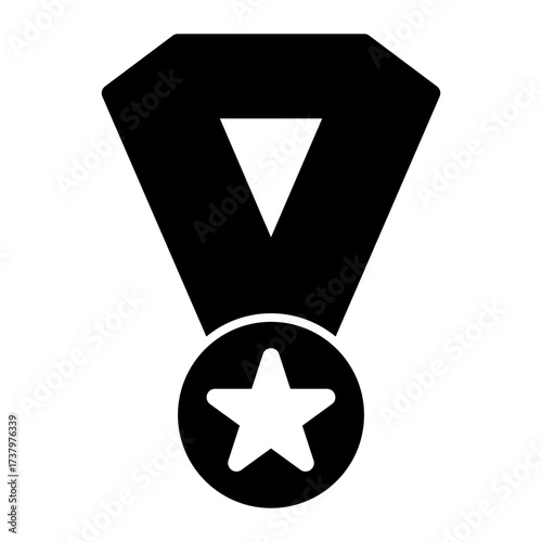 Medal icon representing award, prize, honor, trophy, and achievement from the Corporate Icon Collection (Glyph Style)