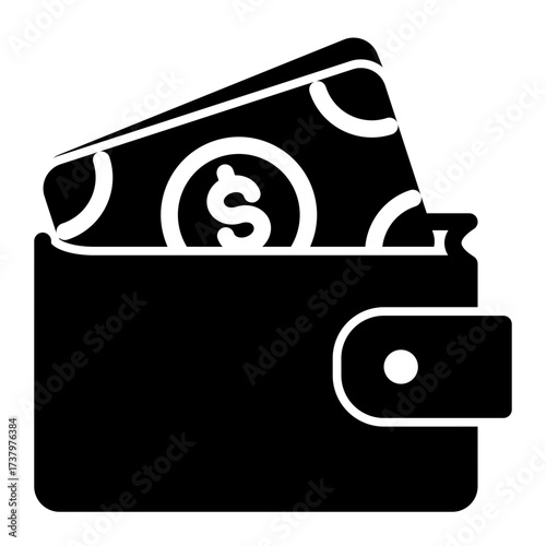 Wallet icon representing wallet, purse, billfold, pocketbook, and pouch from the Corporate Icon Collection (Glyph Style)