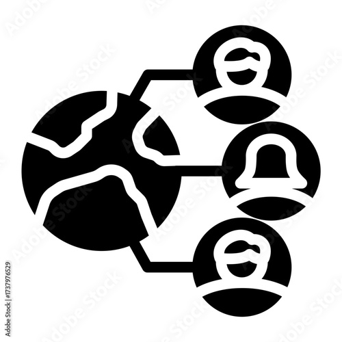 International business icon representing globalization, trade, commerce, enterprise, and multinational from the Corporate Icon Collection (Glyph Style)