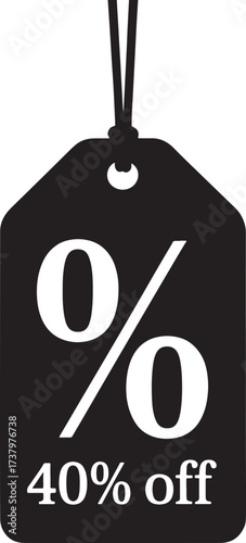 Price Tag 40% Off Discount Sale Advertising Vector Illustration
