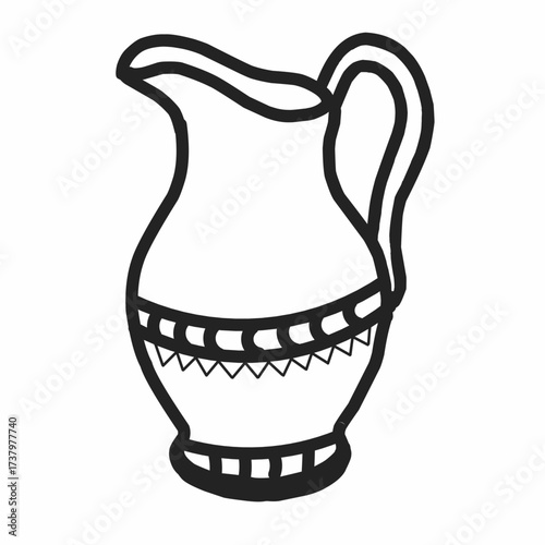 Vintage Jug: A detailed illustration of a classic ceramic jug, showcasing its elegant form and timeless design, perfect for various creative applications.